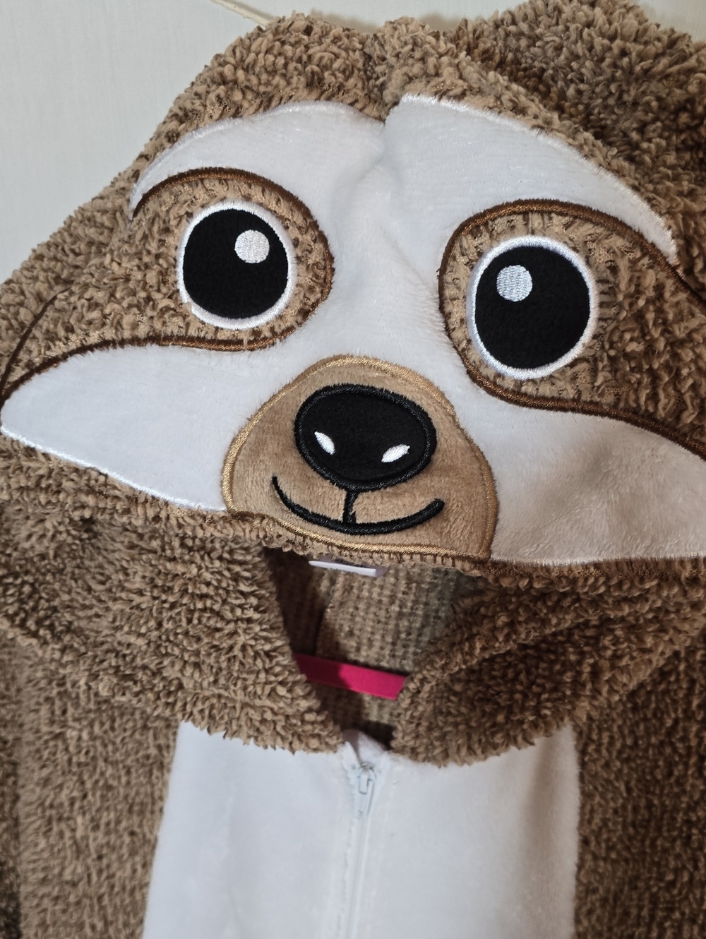 Adult Plush Sloth Hoodie With Hand Mittens That Are Removable
